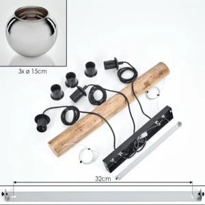 hofstein Koyoto Suspension, Boule lumineuse, Suspension Écru, Noir, 3 lumières* Lampes Modernes