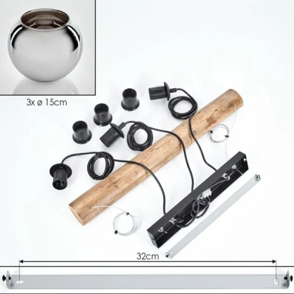 hofstein Koyoto Suspension, Boule lumineuse, Suspension Écru, Noir, 3 lumières* Lampes Modernes