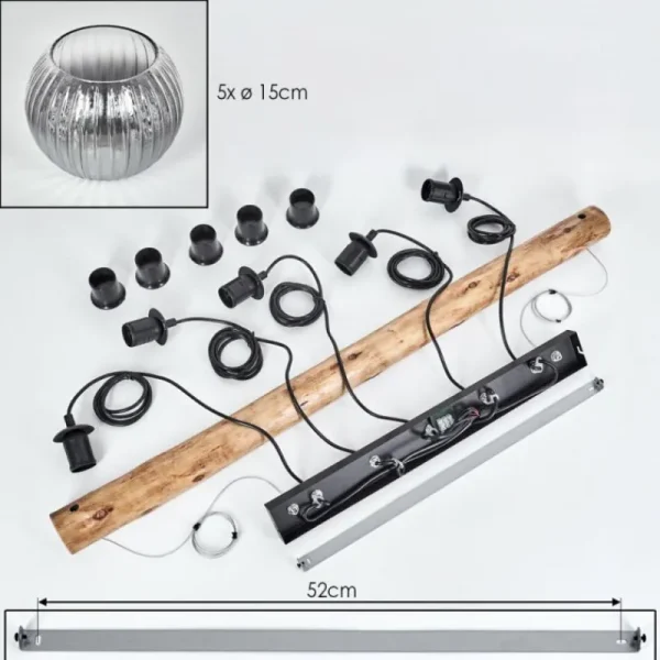 hofstein Koyoto Suspension, Boule lumineuse, Suspension Écru, Noir, 5 lumières* Lampes Modernes