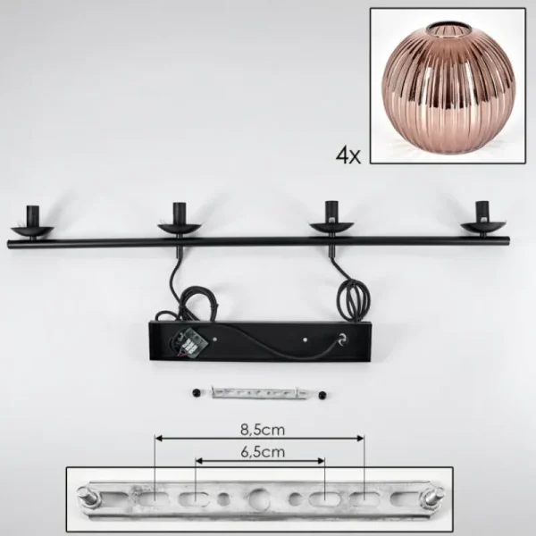 hofstein Koyoto Suspension, Boule lumineuse, Suspension Cuivré, 4 lumières* Lampes Modernes