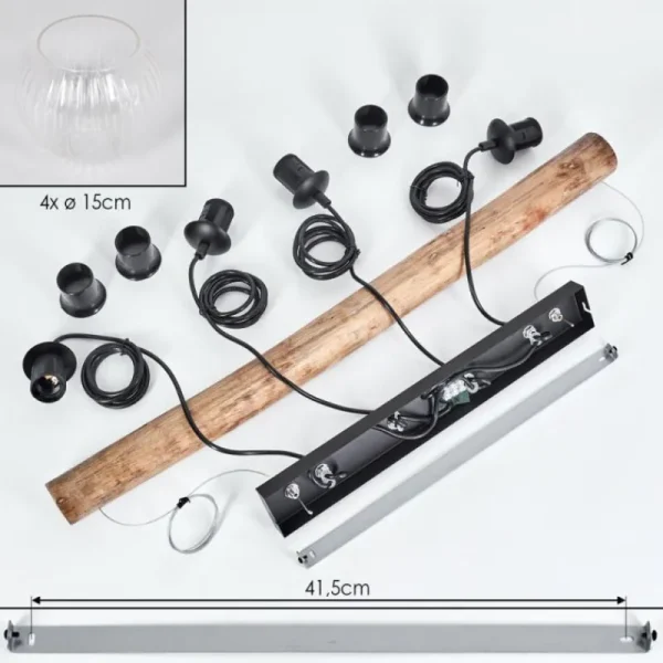 hofstein Koyoto Suspension, Boule lumineuse, Suspension Écru, Noir, 4 lumières* Lampes Modernes