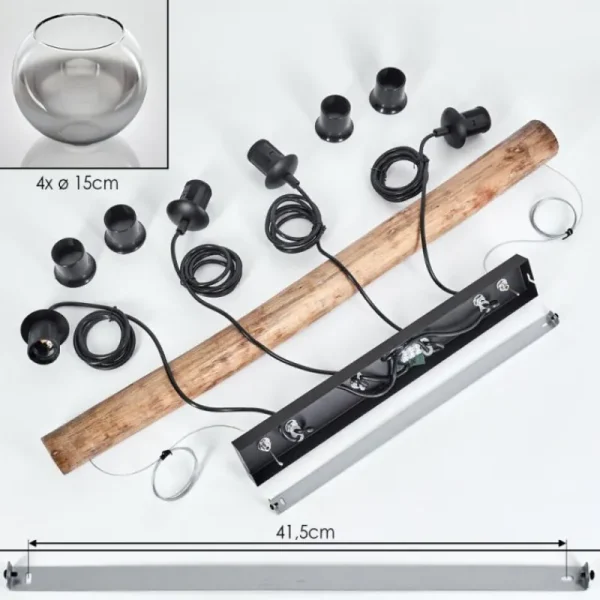 hofstein Koyoto Suspension, Boule lumineuse, Suspension Écru, Noir, 4 lumières* Lampes Modernes