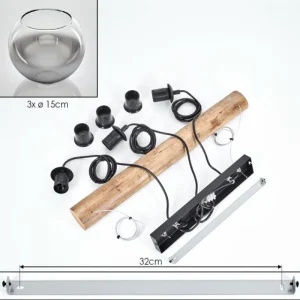 hofstein Koyoto Suspension, Boule lumineuse, Suspension Écru, Noir, 3 lumières* Lampes Modernes