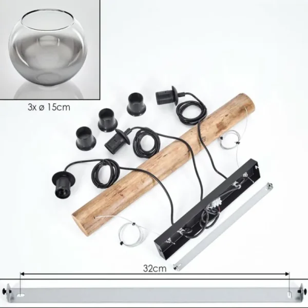 hofstein Koyoto Suspension, Boule lumineuse, Suspension Écru, Noir, 3 lumières* Lampes Modernes
