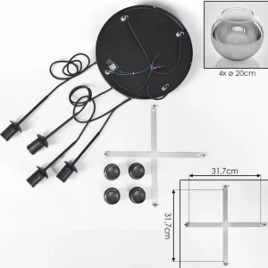 hofstein Koyoto Suspension, Boule lumineuse Clair, Fumé, 4 lumières* Lampes Modernes