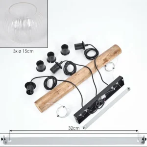 hofstein Koyoto Suspension, Boule lumineuse, Suspension Écru, Noir, 3 lumières* Lampes Modernes