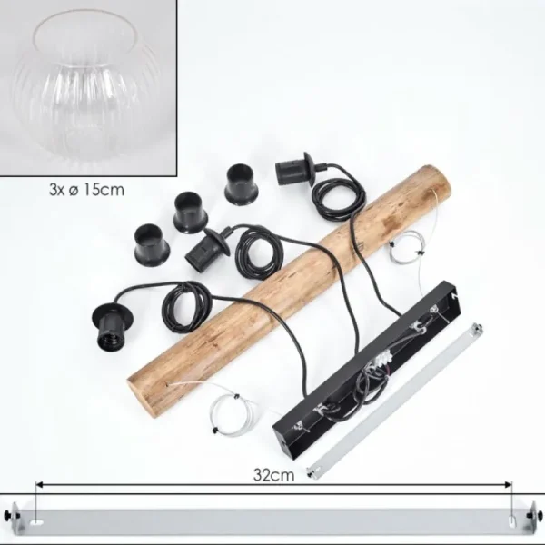hofstein Koyoto Suspension, Boule lumineuse, Suspension Écru, Noir, 3 lumières* Lampes Modernes