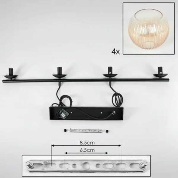 hofstein Koyoto Suspension, Boule lumineuse, Suspension Ambre, Clair, 4 lumières* Lampes Modernes