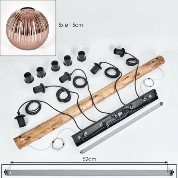 hofstein Koyoto Suspension, Boule lumineuse, Suspension Écru, Noir, 5 lumières* Lampes Modernes