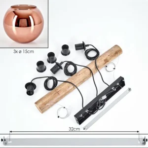 hofstein Koyoto Suspension, Boule lumineuse, Suspension Écru, Noir, 3 lumières* Lampes Modernes