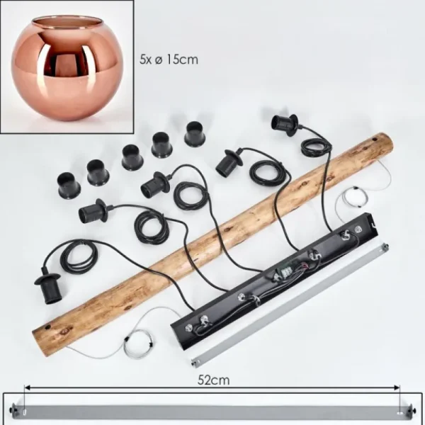 hofstein Koyoto Suspension, Boule lumineuse, Suspension Écru, Noir, 5 lumières* Lampes Modernes