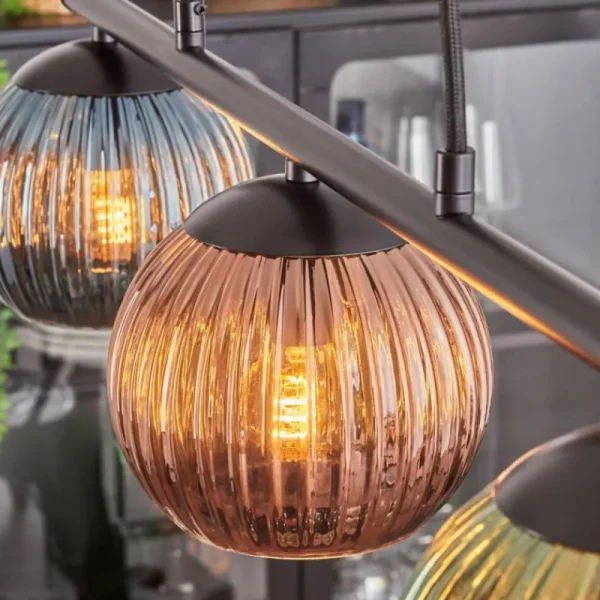 hofstein Koyoto Suspension, Boule lumineuse, Suspension Bleu, Vert, Cuivré, 3 lumières* Lampes Modernes