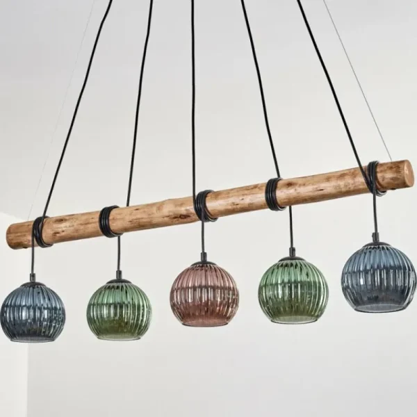 hofstein Koyoto Suspension, Boule lumineuse, Suspension Écru, Noir, 5 lumières* Lampes Modernes