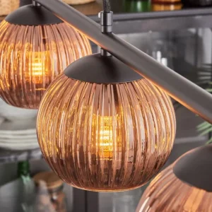 hofstein Koyoto Suspension, Boule lumineuse, Suspension Cuivré, 4 lumières* Lampes Modernes