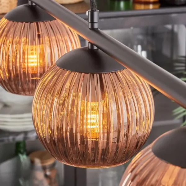 hofstein Koyoto Suspension, Boule lumineuse, Suspension Cuivré, 4 lumières* Lampes Modernes