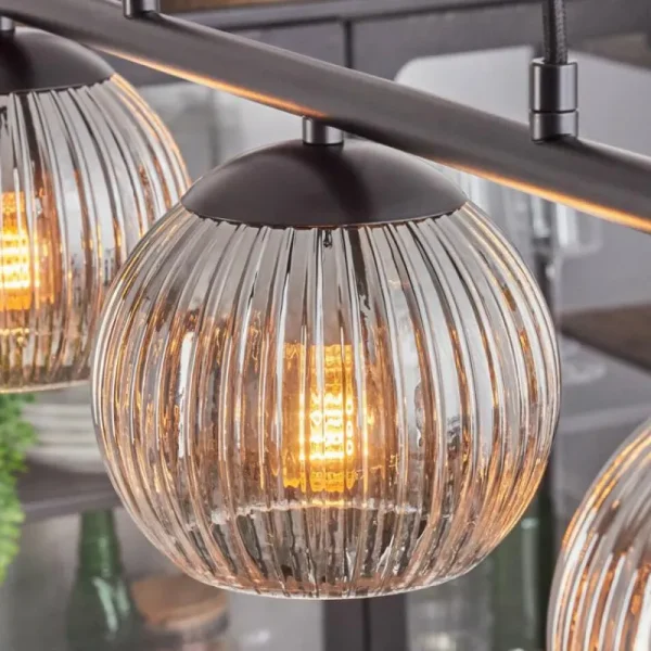 hofstein Koyoto Suspension, Boule lumineuse, Suspension Clair, Fumé, 3 lumières* Lampes Modernes