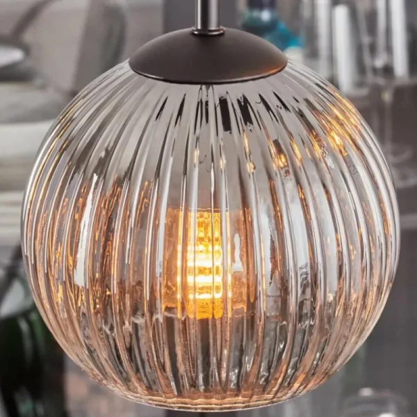 hofstein Koyoto Suspension, Boule lumineuse, Suspension Clair, Fumé, 4 lumières* Lampes Modernes