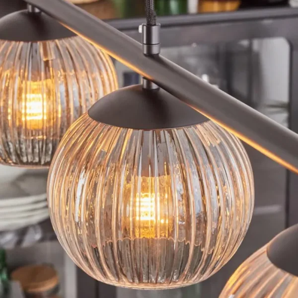 hofstein Koyoto Suspension, Boule lumineuse, Suspension Ambre, Clair, 4 lumières* Lampes Modernes