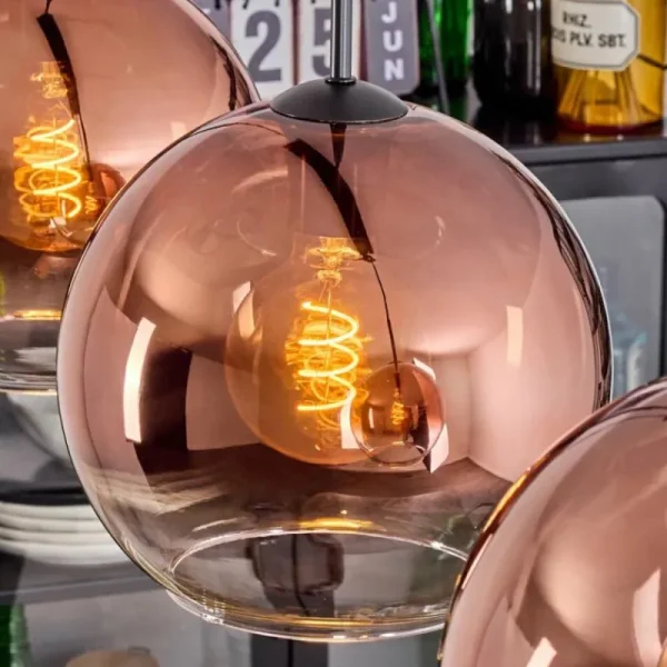 hofstein Koyoto Suspension, Boule lumineuse, Suspension Noir, 3 lumières* Lampes En Verre