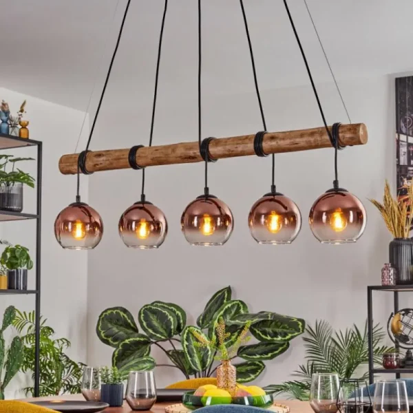 hofstein Koyoto Suspension, Boule lumineuse, Suspension Écru, Noir, 5 lumières* Lampes Modernes