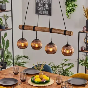 hofstein Koyoto Suspension, Boule lumineuse, Suspension Écru, Noir, 4 lumières* Lampes Modernes