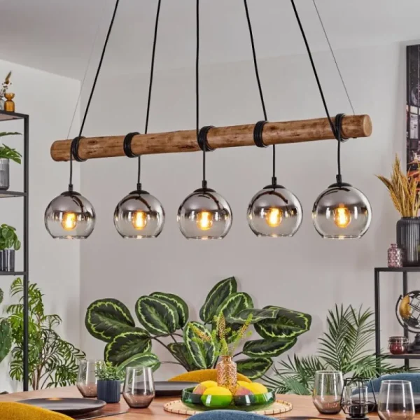 hofstein Koyoto Suspension, Boule lumineuse, Suspension Écru, Noir, 5 lumières* Lampes Modernes