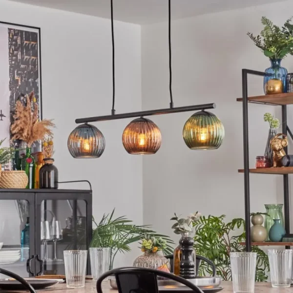 hofstein Koyoto Suspension, Boule lumineuse, Suspension Bleu, Vert, Cuivré, 3 lumières* Lampes Modernes