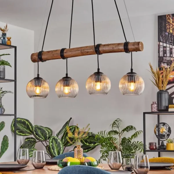 hofstein Koyoto Suspension, Boule lumineuse, Suspension Écru, Noir, 4 lumières* Lampes Modernes