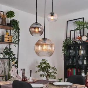 hofstein Koyoto Suspension, Boule lumineuse, Suspension Noir, 3 lumières* Lampes Modernes