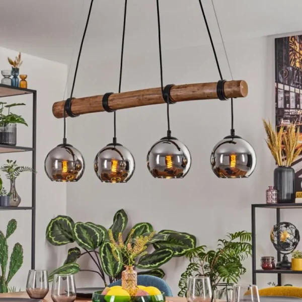 hofstein Koyoto Suspension, Boule lumineuse, Suspension Écru, Noir, 4 lumières* Lampes Modernes
