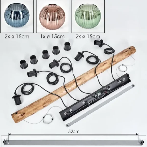 hofstein Koyoto Suspension, Boule lumineuse, Suspension Écru, Noir, 5 lumières* Lampes Modernes