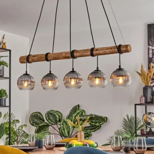 hofstein Koyoto Suspension, Boule lumineuse, Suspension Écru, Noir, 5 lumières* Lampes Modernes