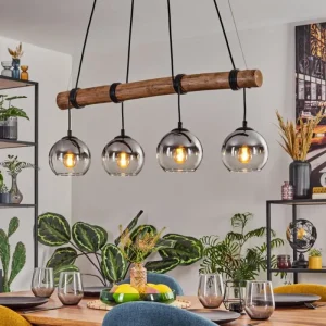 hofstein Koyoto Suspension, Boule lumineuse, Suspension Écru, Noir, 4 lumières* Lampes Modernes