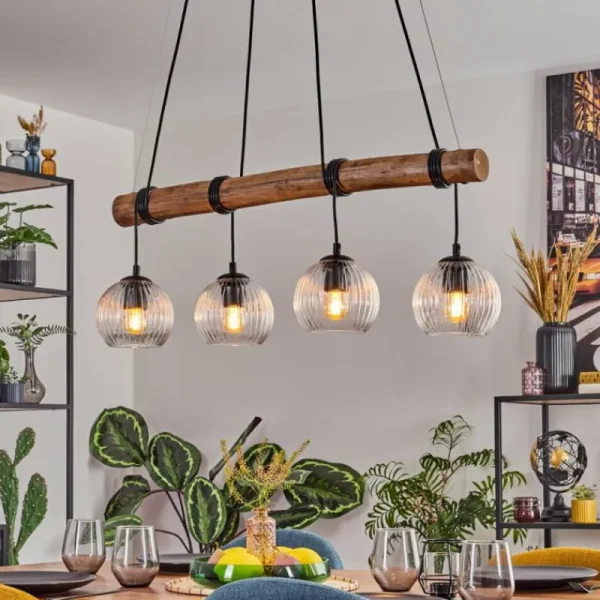 hofstein Koyoto Suspension, Boule lumineuse, Suspension Écru, Noir, 4 lumières* Lampes Modernes