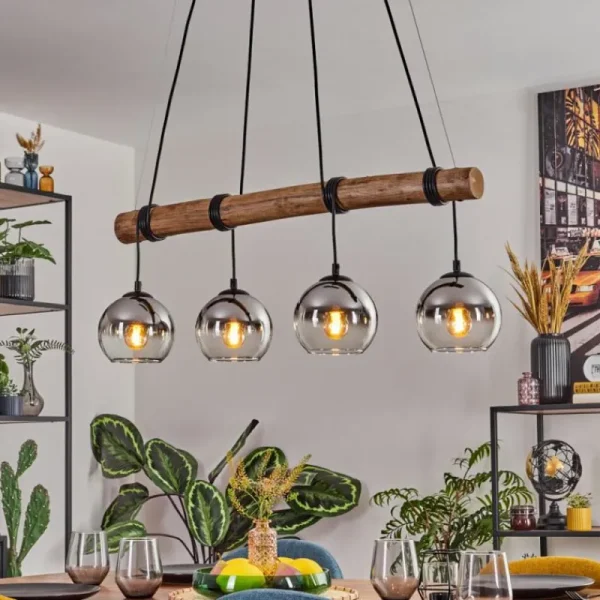 hofstein Koyoto Suspension, Boule lumineuse, Suspension Écru, Noir, 4 lumières* Lampes Modernes
