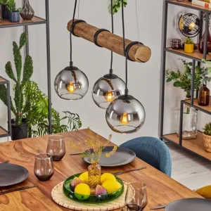 hofstein Koyoto Suspension, Boule lumineuse, Suspension Écru, Noir, 3 lumières* Lampes Modernes