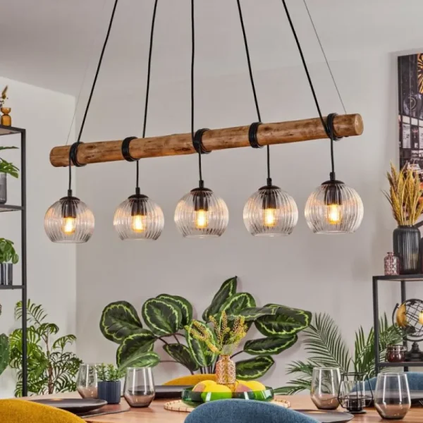hofstein Koyoto Suspension, Boule lumineuse, Suspension Écru, Noir, 5 lumières* Lampes Modernes