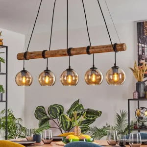 hofstein Koyoto Suspension, Boule lumineuse, Suspension Écru, Noir, 5 lumières* Lampes Modernes