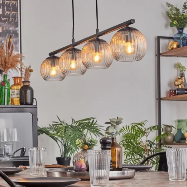 hofstein Koyoto Suspension, Boule lumineuse, Suspension Ambre, Clair, 4 lumières* Lampes Modernes