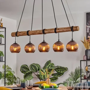 hofstein Koyoto Suspension, Boule lumineuse, Suspension Écru, Noir, 5 lumières* Lampes Modernes