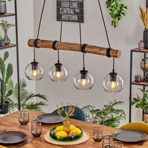 hofstein Koyoto Suspension, Boule lumineuse, Suspension Écru, Noir, 4 lumières* Lampes Modernes