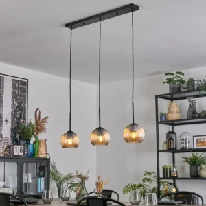 hofstein Koyoto Suspension, Boule lumineuse, Suspension Ambre, 3 lumières* Lampes Modernes