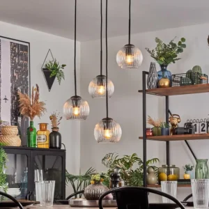 hofstein Koyoto Suspension, Boule lumineuse, Suspension 35 cm Clair, 4 lumières* Lampes Modernes