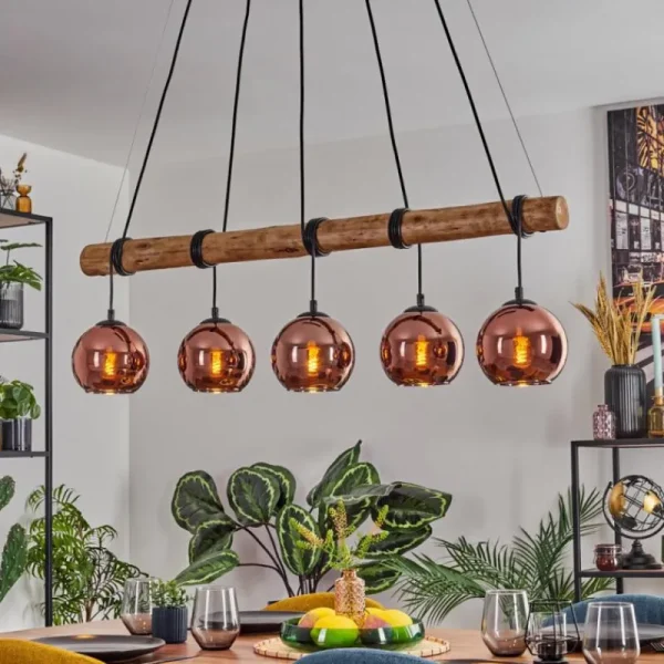 hofstein Koyoto Suspension, Boule lumineuse, Suspension Écru, Noir, 5 lumières* Lampes Modernes