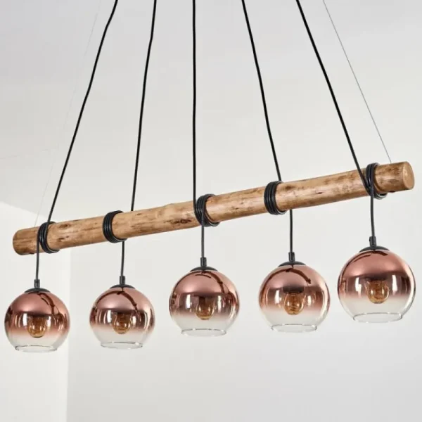 hofstein Koyoto Suspension, Boule lumineuse, Suspension Écru, Noir, 5 lumières* Lampes Modernes