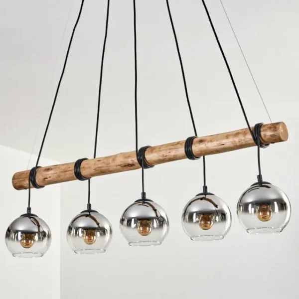 hofstein Koyoto Suspension, Boule lumineuse, Suspension Écru, Noir, 5 lumières* Lampes Modernes