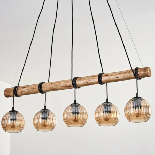 hofstein Koyoto Suspension, Boule lumineuse, Suspension Écru, Noir, 5 lumières* Lampes Modernes