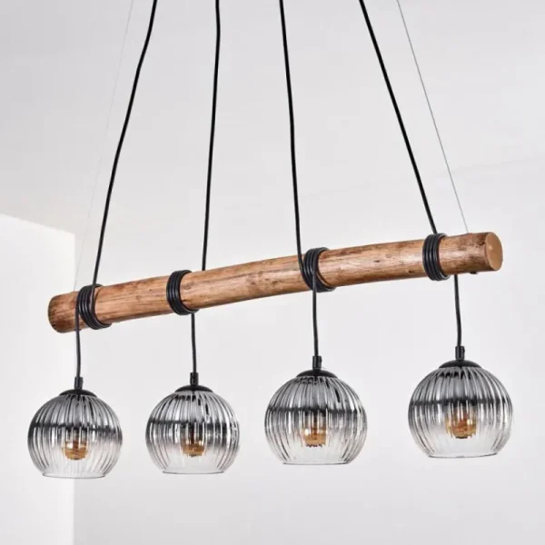 hofstein Koyoto Suspension, Boule lumineuse, Suspension Écru, Noir, 4 lumières* Lampes Modernes