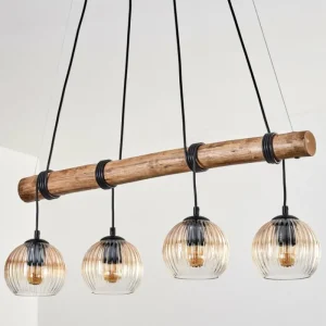 hofstein Koyoto Suspension, Boule lumineuse, Suspension Écru, Noir, 4 lumières* Lampes Modernes