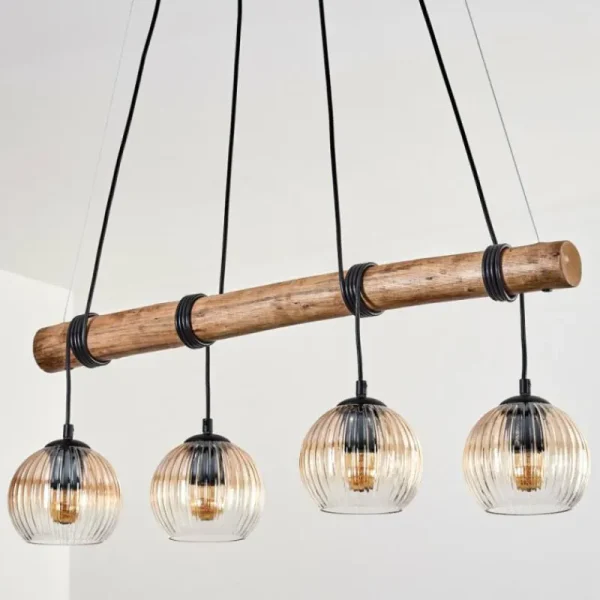 hofstein Koyoto Suspension, Boule lumineuse, Suspension Écru, Noir, 4 lumières* Lampes Modernes
